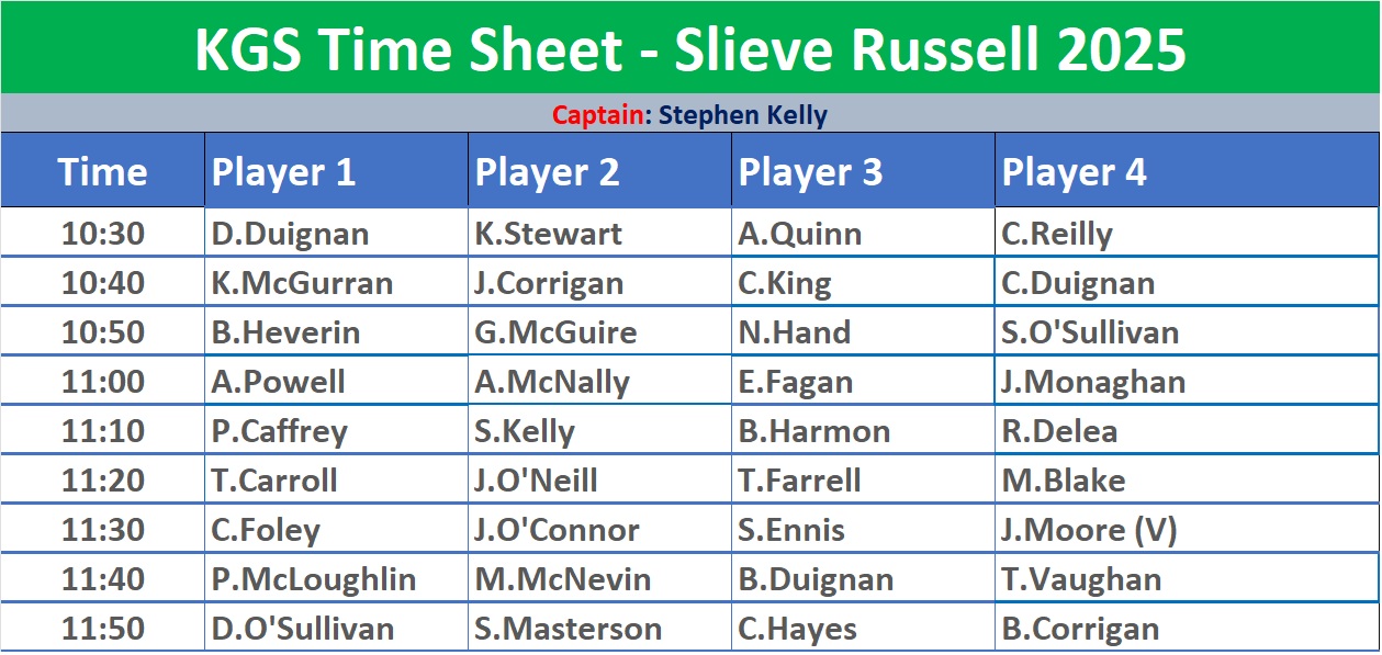 Tee Times for Slieve Russell 2025
.